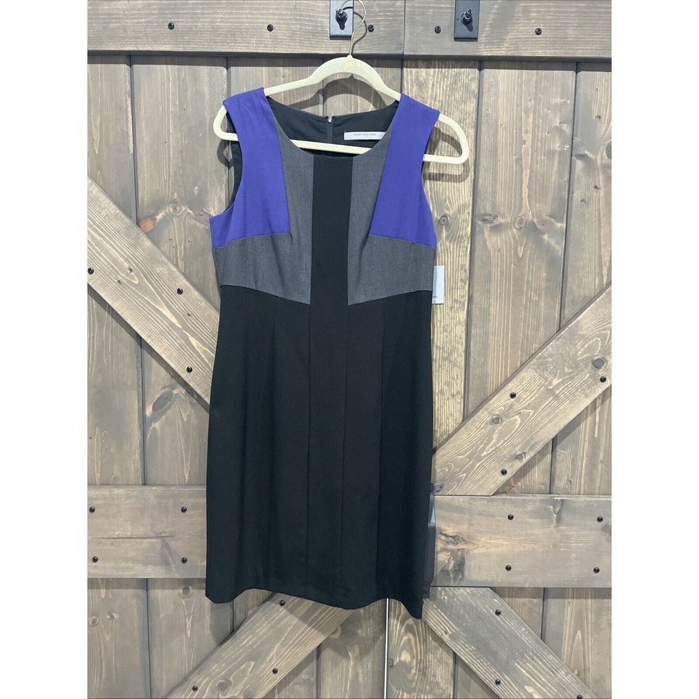 Marc New York Andrew Marc Colorblock Career Midi Stretch Dress Size 8 Brand New